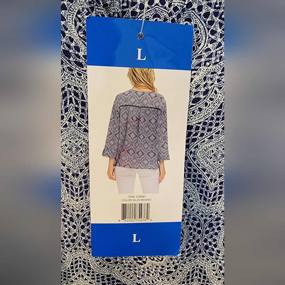 NWT Fever 3/4 Sleeve Boxy Blouse Size L - Picture 7 of 9